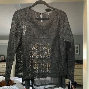Black Adrianna Papell Lace Blouse